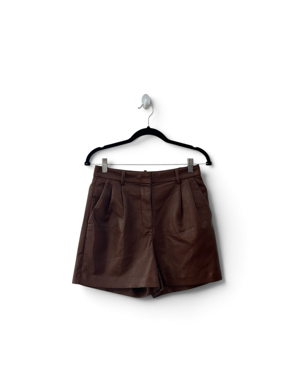 Aritzia Wilfred Brown Leather Pleated High-Rise Women’s Shorts - Size 0